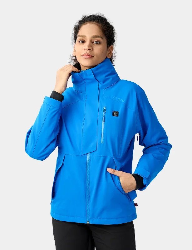 Women's Waterproof Heated Ski Jacket - Black / Blue A-Line Jacket Boat Neck Shawl Collar Women's Waterproof Heated Ski Jacket - Black / Blue A-Line Jacket Boat Neck Shawl Collar