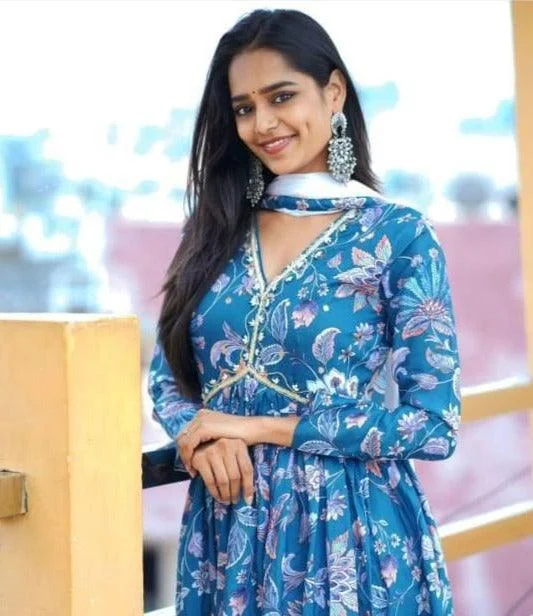 Teal blue Boho Floral Special: Aliya Cut Dresses with Dupatta and Pant! 🌺🌺 Soft Wool Pants Teal blue Boho Floral Special: Aliya Cut Dresses with Dupatta and Pant! 🌺🌺 Soft Wool Pants