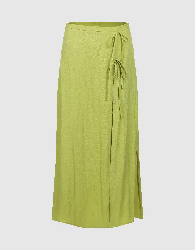 Split Hem Midi A-Line Skirt cashmere skirt fine