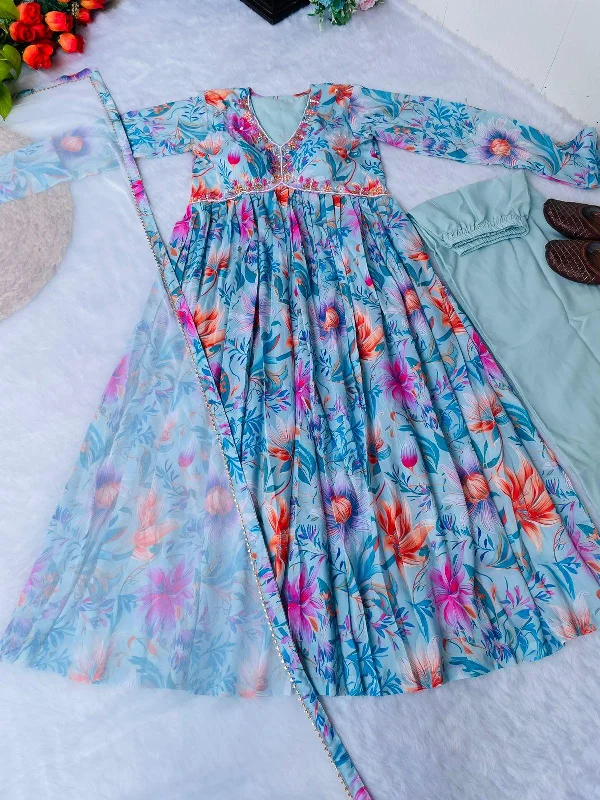 Blue Floral Special: Aliya Cut Dresses with Dupatta and Pant! 🌺🌺 Comfortable Denim Pants Blue Floral Special: Aliya Cut Dresses with Dupatta and Pant! 🌺🌺 Comfortable Denim Pants