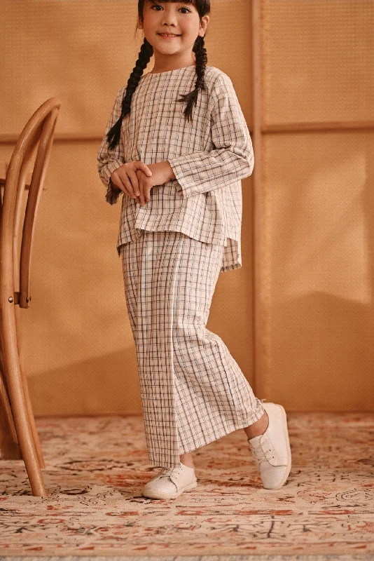 The Nest Folded Skirt - Earth Checked leather skirt sleek