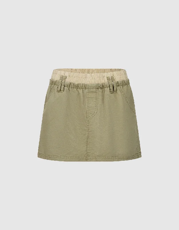 Elastic Waist Mini Straight Skirt wool skirt warm