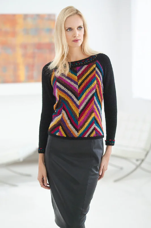Stained Glass Sweater Pattern (Knit) Ribbed Striped Patterned