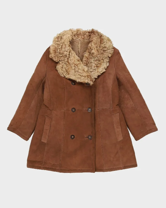 Brown Sheepskin Jacket - M Knit Jacket Woven Jacket Fleece Jacket