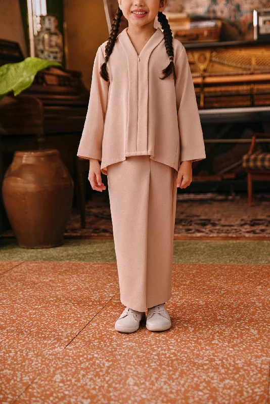 The Akar Kita Folded Skirt - Almond Sand leather skirt refined