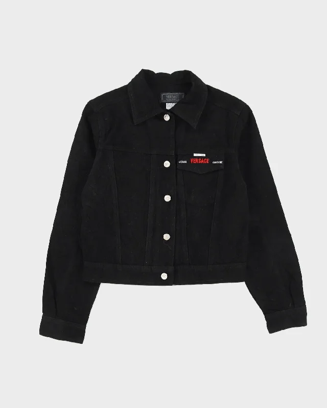 Versace Black Denim Embroidered Jacket - S Striped Jacket Polka Dot Jacket Floral Jacket Versace Black Denim Embroidered Jacket - S Striped Jacket Polka Dot Jacket Floral Jacket