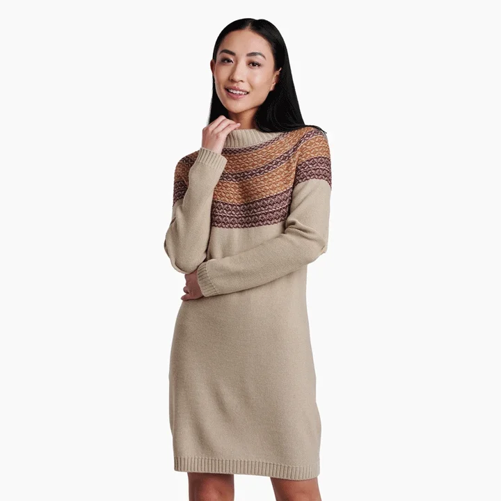Kuhl Lucia Sweater Dress Womens Boat Neck Shawl Collar Notched Collar