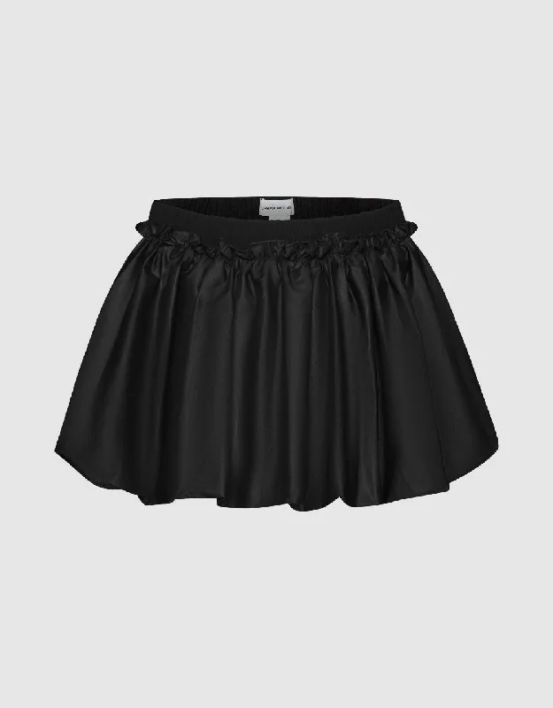 Elastic Waist Mini A-Line Skirt velvet skirt rich