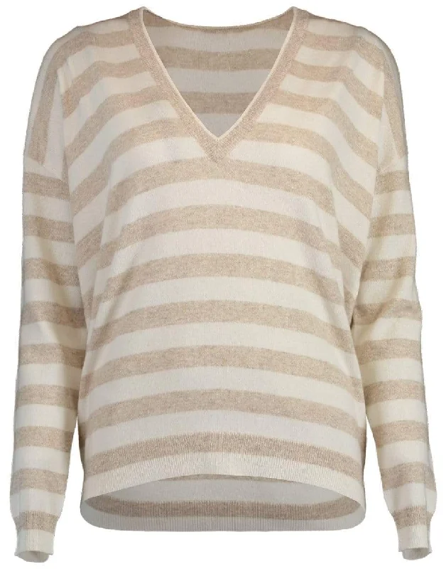Boxy Striped Knit Sweater Wool Fabric Cashmere Fabric Tweed Fabric