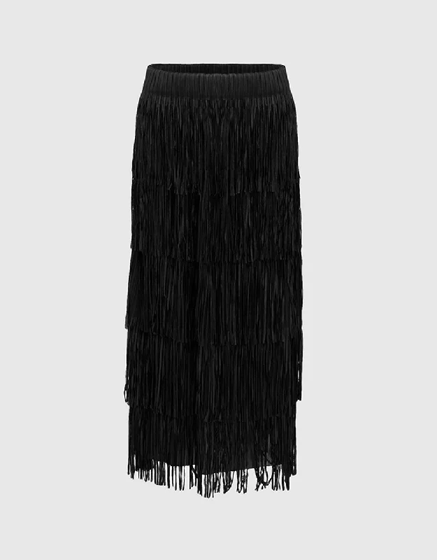 Elastic Waist Midi Straight Skirt lace skirt romantic