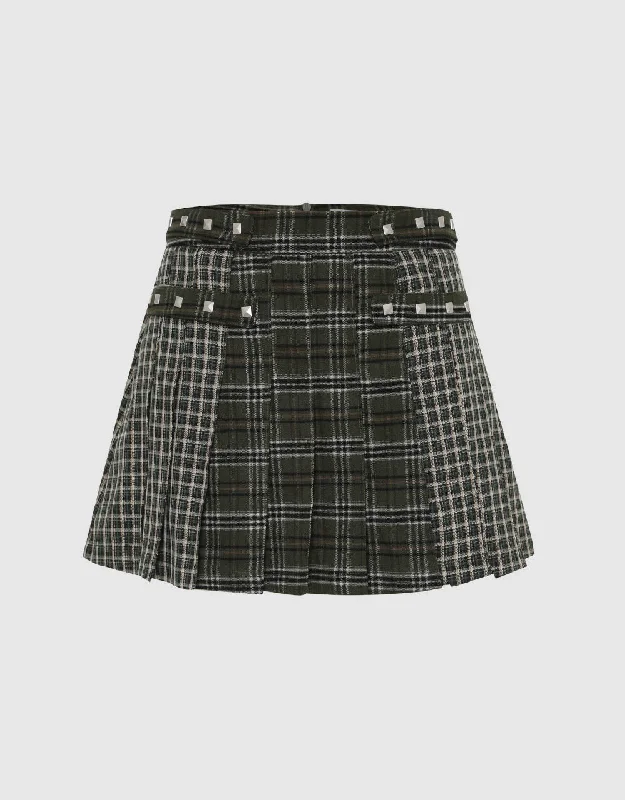 Plaid Mini A-Line Skirt velvet skirt sumptuous