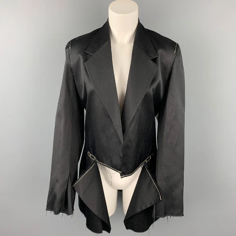 CALVIN KLEIN COLLECTION Size M Black Contrast Stitch Cotton Notch Lapel Open Front Jacket Fleece Fabric Down Fabric Feather Fabric CALVIN KLEIN COLLECTION Size M Black Contrast Stitch Cotton Notch Lapel Open Front Jacket Fleece Fabric Down Fabric Feather Fabric