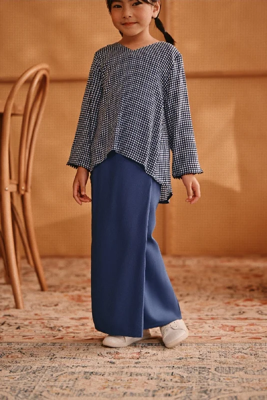 The Nest Folded Skirt - Steel Blue ruffled skirt detail