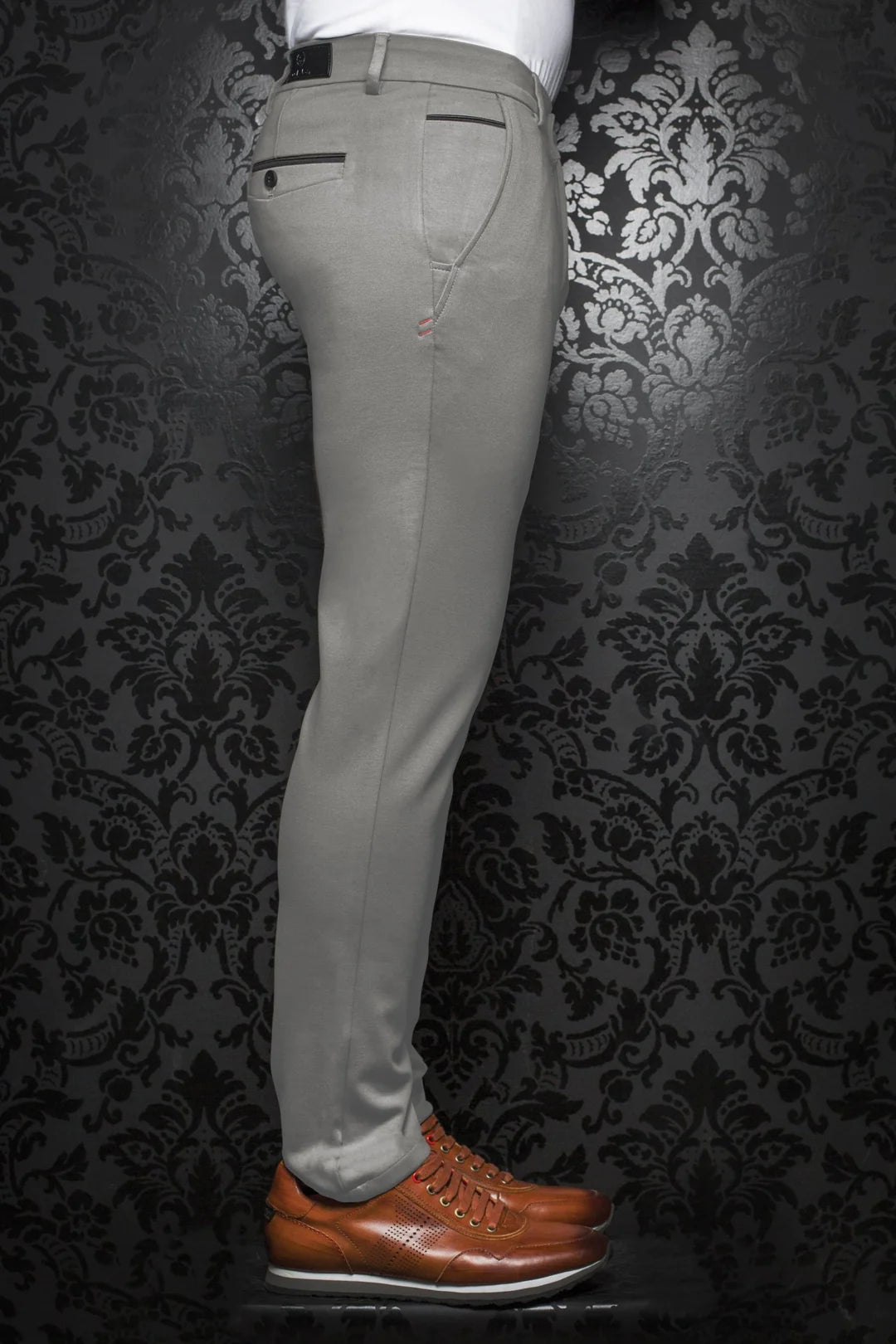 Au Noir Dressy Stretch Pant | Beretta Light Grey Elegant Wool Trousers