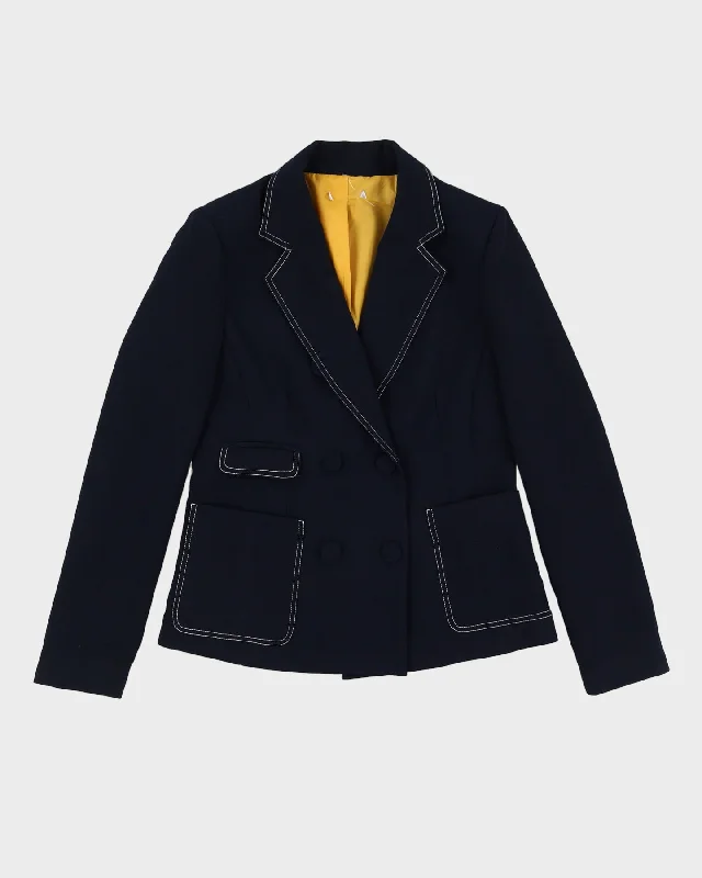 Navy Blue Blazer Jacket - S Collared Jacket Crew Neck Jacket Turtle Neck Jacket
