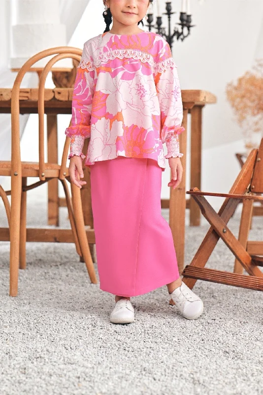 The Mimpian Buttons Skirt - Fuchsia Pink cashmere skirt fine