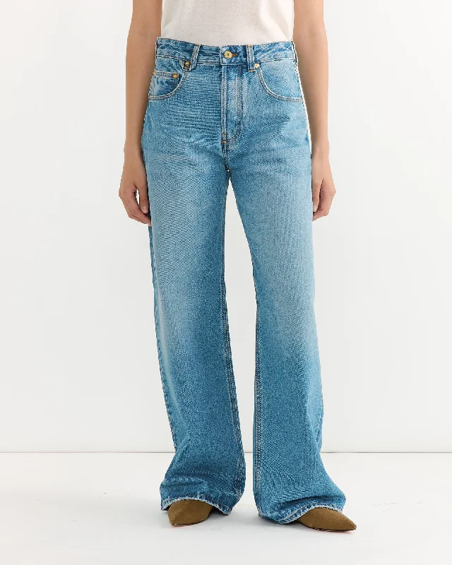 Le De-Nimes Large Pant in Blue/Tabac Relaxed Lounge Trousers