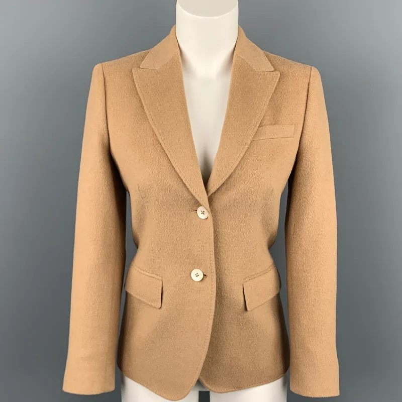 BROOKS BROTHERS Size 0 Camel Hair Single Breasted Jacket Chenille Jacket Brocade Jacket Lace Jacket