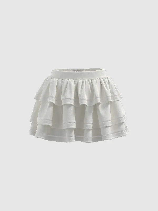Tiered Mini A-Line Skirts pleated skirt texture