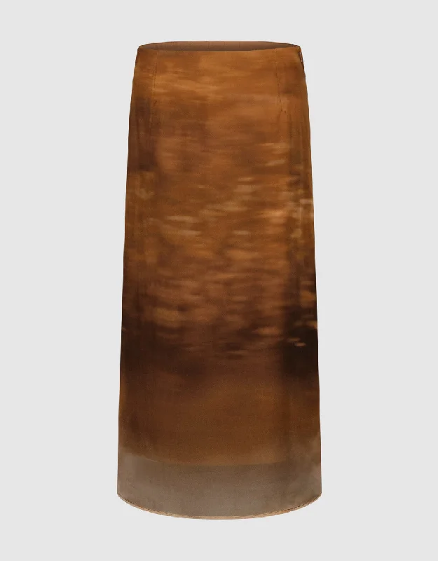 Printed Midi Straight Skirt velvet skirt luxurious
