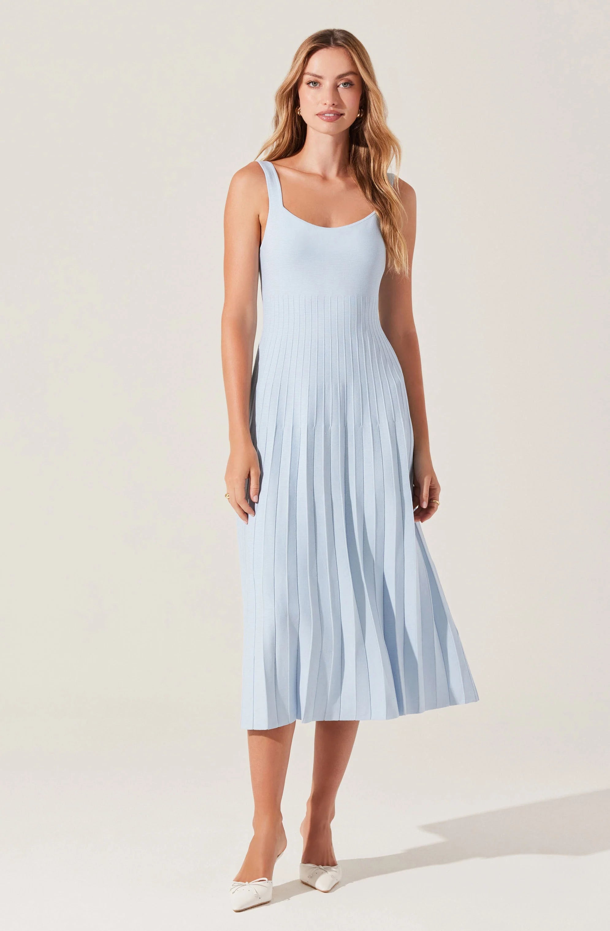 ASTR The Label Aylin Pleated Midi Sweater Dress Soft Cozy Warm