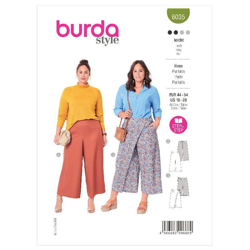Burda Pattern 6035 Plus Size Skirt/Pants Comfy Zip-Up Pants