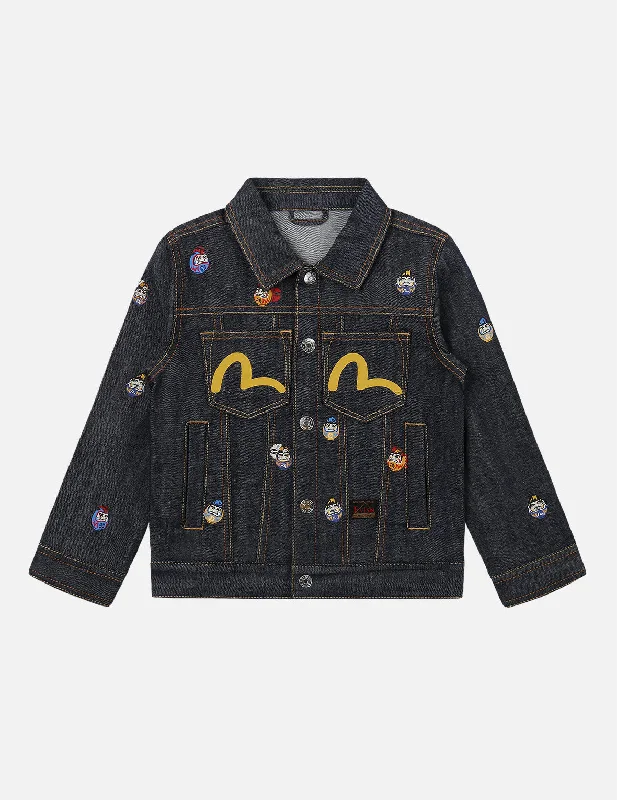 Allover Pompadour Daruma Print Denim Jacket Chenille Fabric Brocade Fabric Lace Fabric Allover Pompadour Daruma Print Denim Jacket Chenille Fabric Brocade Fabric Lace Fabric