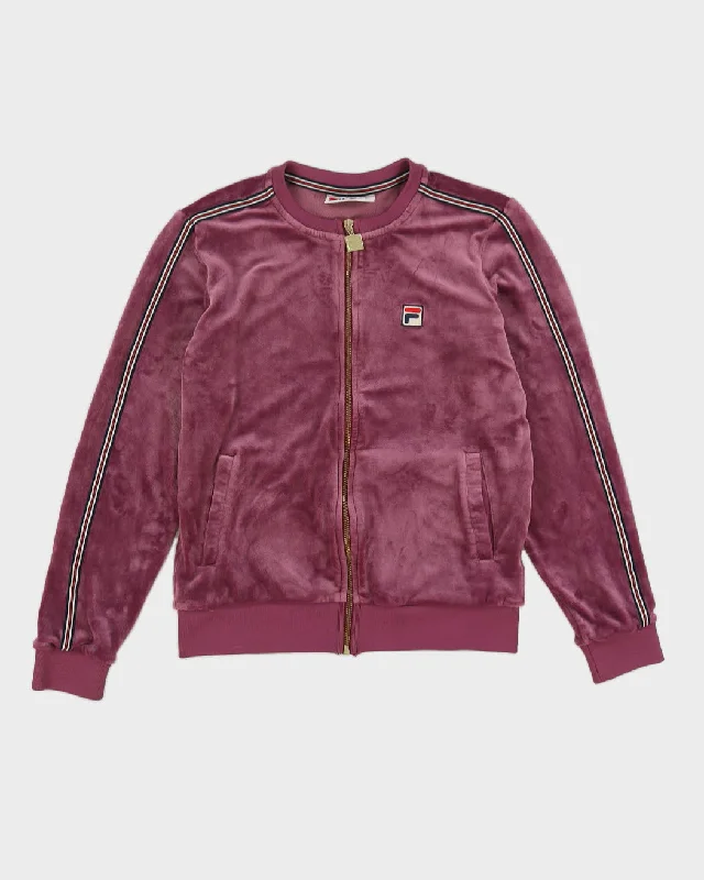 00s Fila Pink Velour Track Jacket - S Jacket Blazer Coat