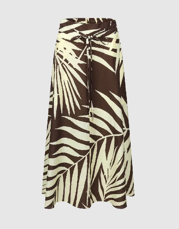Printed Midi Loose A-Line Skirt cashmere skirt plush