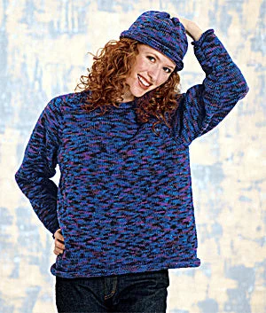 Rolled Sweater & Hat (Knit) Ribbed Striped Patterned