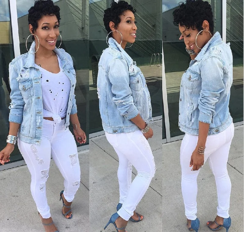 New Style Women's Denim Jacket Popular Jacket Ripped Coat Long Sleeves Casual Plus Size Women's Coats Jackets Satin Jacket Silk Jacket Chiffon Jacket New Style Women's Denim Jacket Popular Jacket Ripped Coat Long Sleeves Casual Plus Size Women's Coats Jackets Satin Jacket Silk Jacket Chiffon Jacket