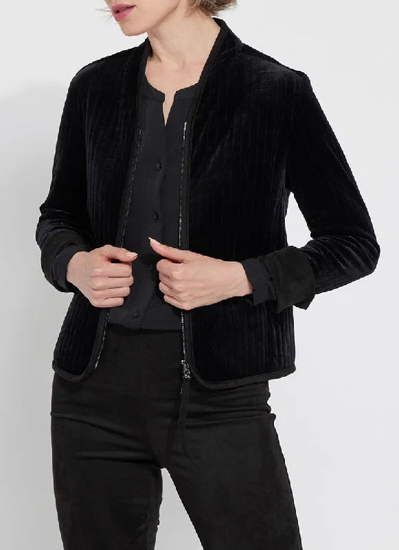 Scarlett Quilted Velvet Jacket | Black Trench Coat Raincoat Waterproof Jacket