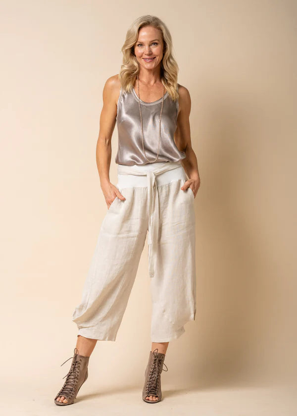 Addison Linen Pants - Latte High-Waist Trousers
