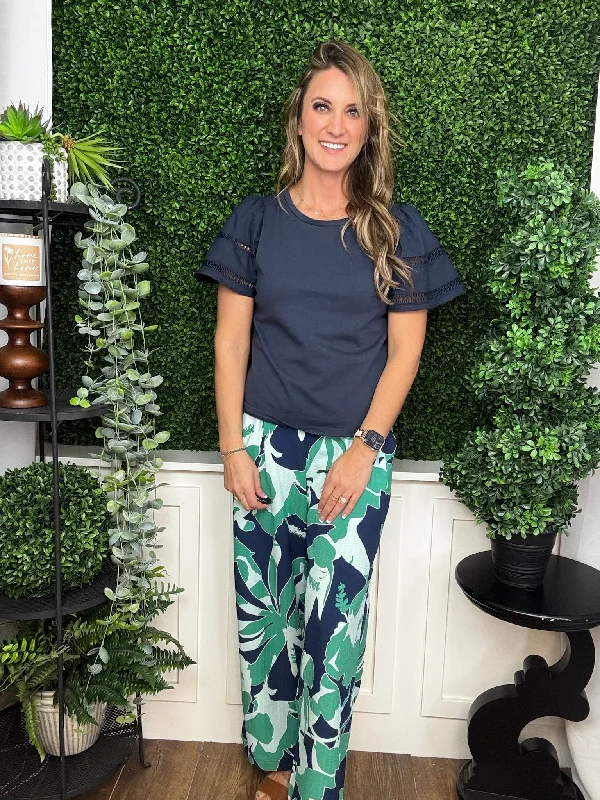 PULL ON ANKLE PANT W/PLEATS - KELLY GREEN Soft Stretch Pants