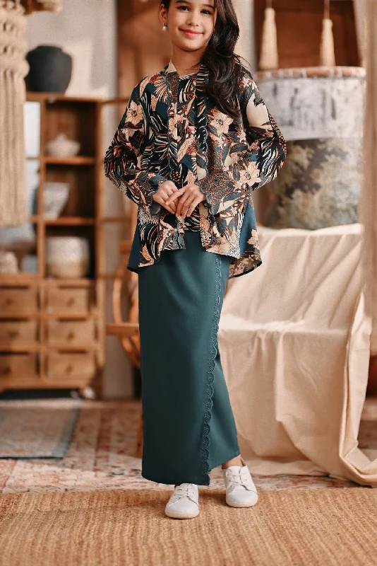 The Bay Broderie Back Pleats Skirt - Emerald Green leather skirt bold