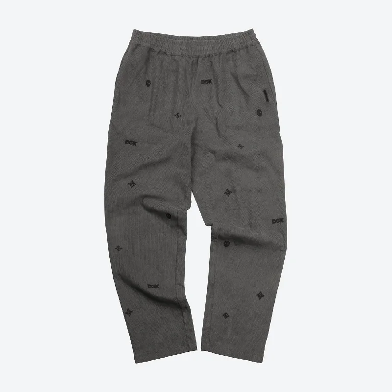 DGK Monogram Corduroy Pant Charcoal High-Waist Yoga Pants