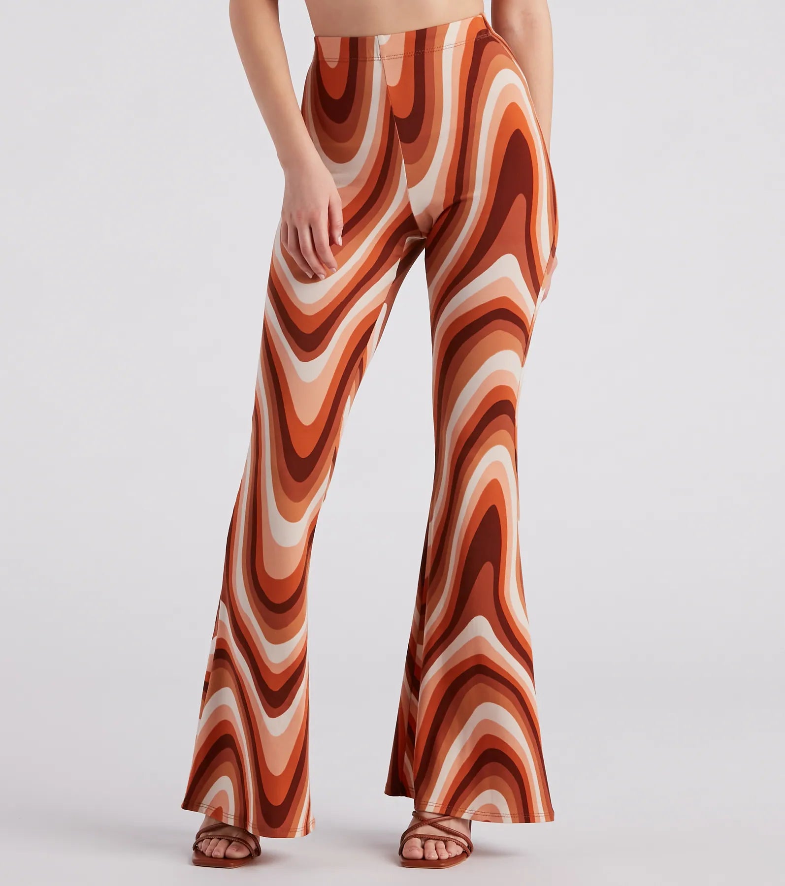 Move It Groove It Swirl Print Flare Pants Elegant Palazzo Trousers