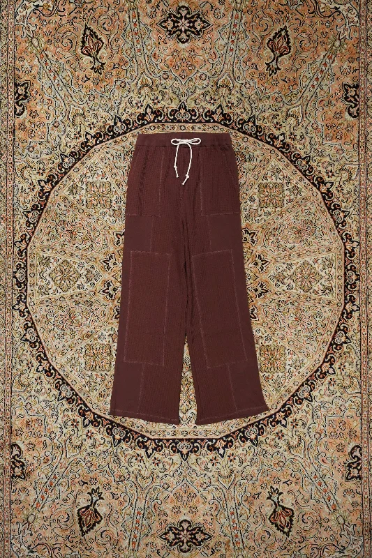 WAFFLE EASY PANTS (BROWN) Comfortable Pleated Pants