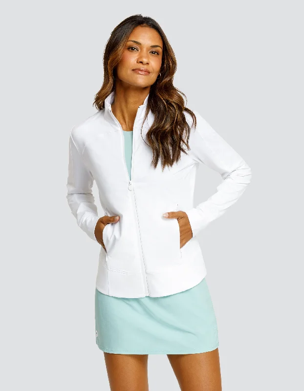 CLYDE MOCK NECK ZIP FRONT JACKET - CHALK WHITE V-Neck Jacket Boat Neck Jacket Square Neck Jacket CLYDE MOCK NECK ZIP FRONT JACKET - CHALK WHITE V-Neck Jacket Boat Neck Jacket Square Neck Jacket
