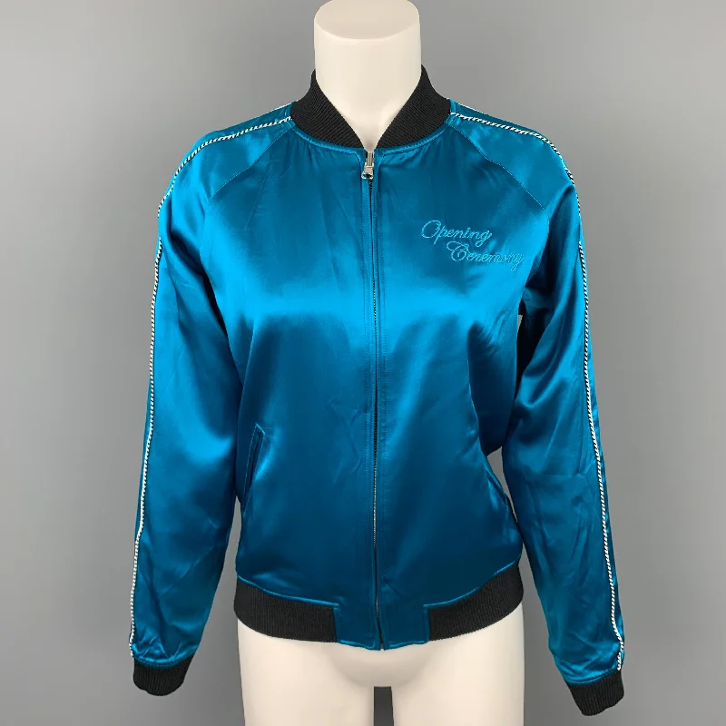 OPENING CEREMONY Size XS Silk Aqua Silk Reversible Jacket Snapped Jacket Toggled Jacket Drawstring Jacket OPENING CEREMONY Size XS Silk Aqua Silk Reversible Jacket Snapped Jacket Toggled Jacket Drawstring Jacket