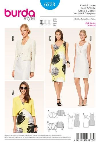 Burda Pattern 6773- Coordinates, Pantsuits & Suits Elegant Silk Pants