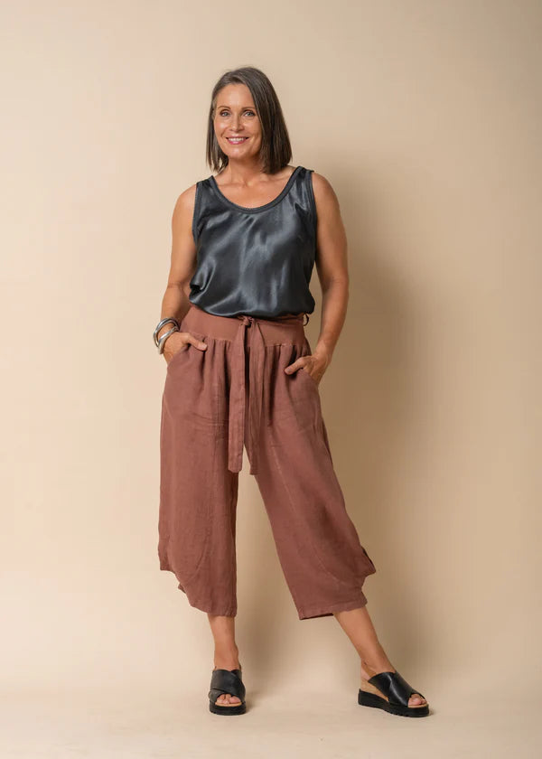 Addison Linen Pants - Nutmeg Fashionable Jogger Pants