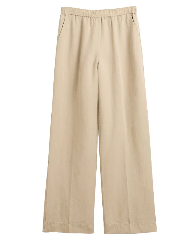 Relaxed Fit Linen Blend Pull-On Pants - Dry Sand Casual Sweatpants Style