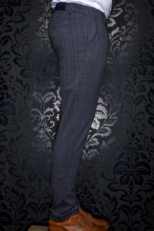 Au Noir Dressy Stretch Pant | Beretta Belmondo Grey Navy Trendy High-Waist Trousers