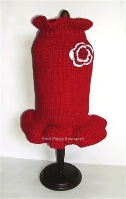 Red Holiday Sweater Dress Zippered Buttoned Snapped