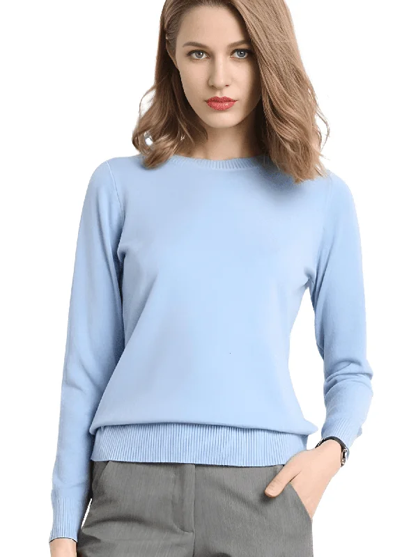 Women's Long Sleeve Knit Sweater Ribbed Striped Patterned