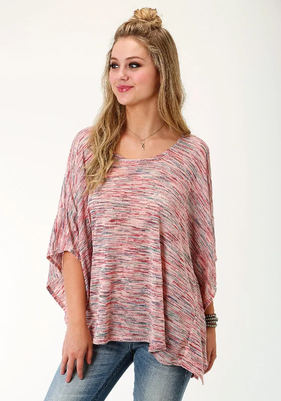 Roper Womens Pink Multi Polyester Space Dye Sweater Elasticated Padded Insulated