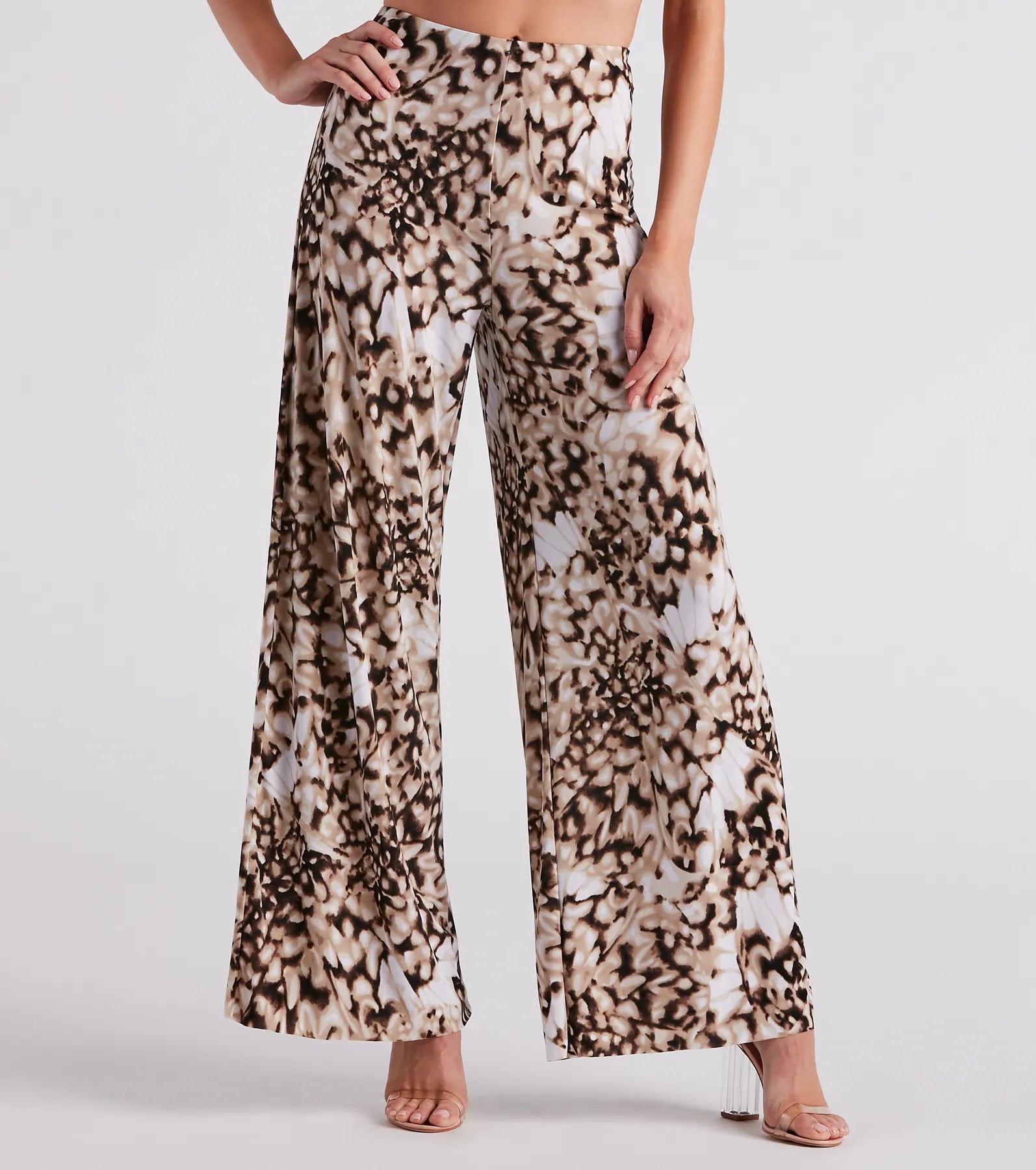 Cause Commotion Printed Wide Leg Pants Soft Stretch Leggings