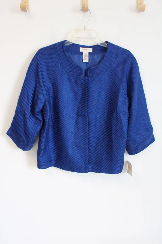 Convington Cobalt Blue Blazer Jacket | L Satin Fabric Silk Fabric Chiffon Fabric