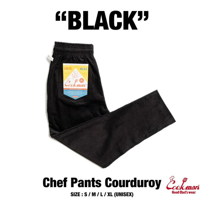 Cookman USA Chef Pants Corduroy Black Cozy Lounge Pants